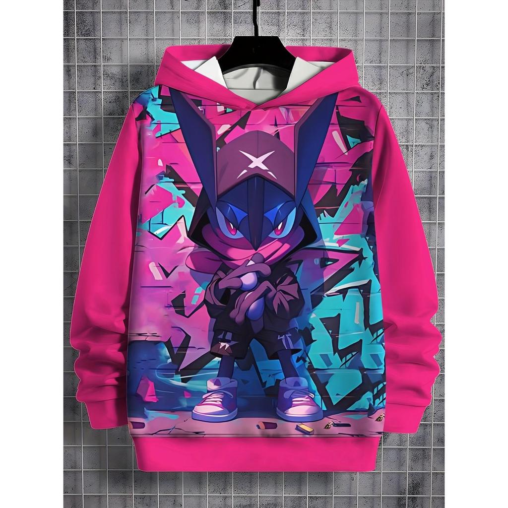 New 3D printed hooded sweatshirt, fashionable long sleeved hooded sweatshirt, comfortable pullover for boys and girls, children's hoodie