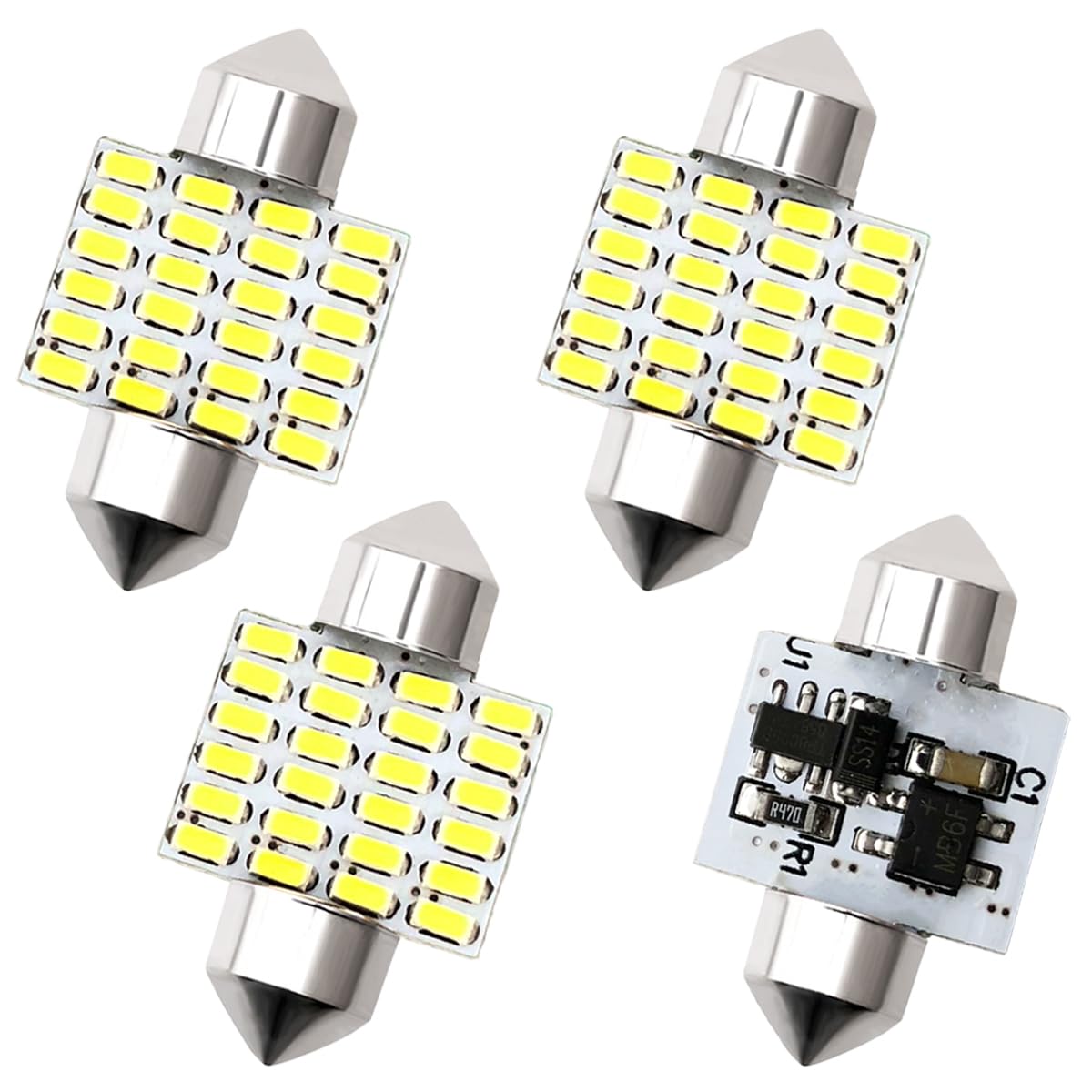 

4 Pack T10 x 31 mm 12 V 24 V Non-polarized Car Lamp Festoon T10-31mm 12V 24V compatible білий