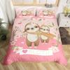 Cartoon Sloth Duvet Cover Set Cute Animals Bedding Sets For Boys Girls Funny Sloth Tropical Leaves Floral Nature Quilt Cover Set