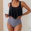 Women Two Piece Swimsuit Tankini Top High Waist Bikini Set with Floral Print and Scoop Neck Design for Swimming Pool Beachwear