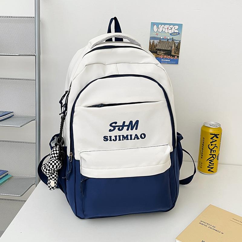 Schoolbag Middle and High School Students Backpack 1011 New Large-capacity Letter Printing Korean Version Contrasting Color Backpack College Backpack