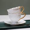 Ceramic Coffee Cup And Saucer Set With Gold Edge For Home Office Tea Lounge