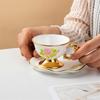 Ceramic Coffee Cup And Saucer Set Afternoon Tea Coffee Cup Household Coffee Cup And Saucer Creative Hand Color Relief Coffee Cup And Saucer