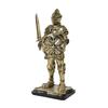 Medieval Knight Figurine, Vintage Resin Statue with Metallic Finish, Handcrafted Armor & Shield Details for Bookshelf, Office Desk Decor, Industrial