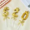 Golden Crown 0-9 Digital Number Candles, Cake Decor Candles for Wedding Birthday Party, Beautiful Cake Decoration Supplies