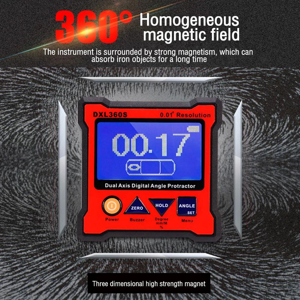 DXL360/DXL360S Dual Axis Digital Angle Protractor with 5 Side Magnetic Base High-precision Dual-axis Digital Display Level Gauge