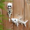 Pack Of 2 Skeleton Angler Shark Figurines Resins Ornaments Wall Mounted Gothic Decors For Interior Or Fish Tanks Theme
