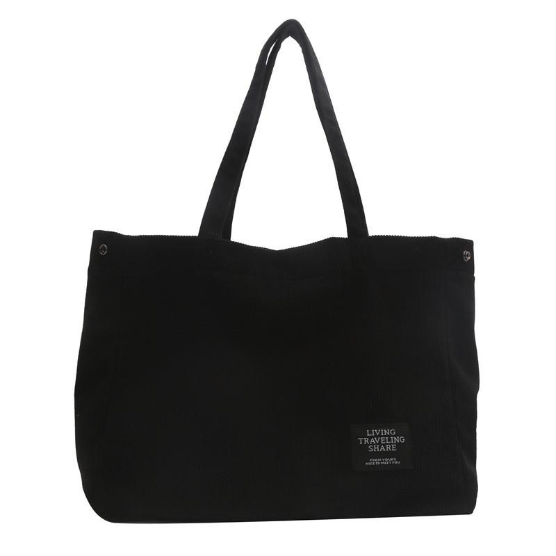 Stylish And Minimalist Large Capacity Canvas Tote Bag For Women In Black And Gray