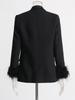 Spring 2026 Women's Luxe Suit: Cuff Patchwork with Ostrich Feather & Rhinestone Trim