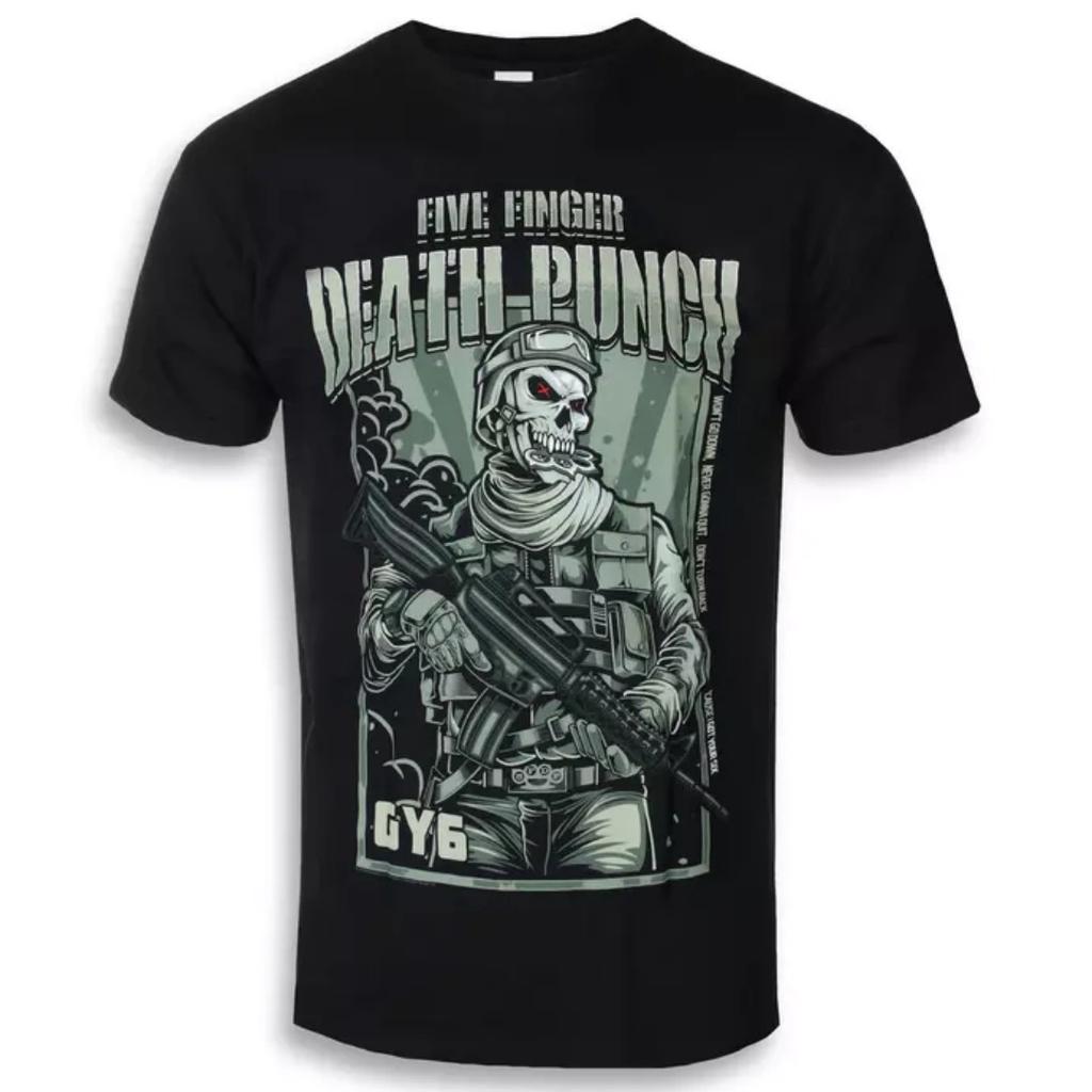 Five Finger Death Punch Wanted Art Pattern Nu Metal Band Tshirt Casual Street Style Cotton Tshirt For Unisex And Unisex