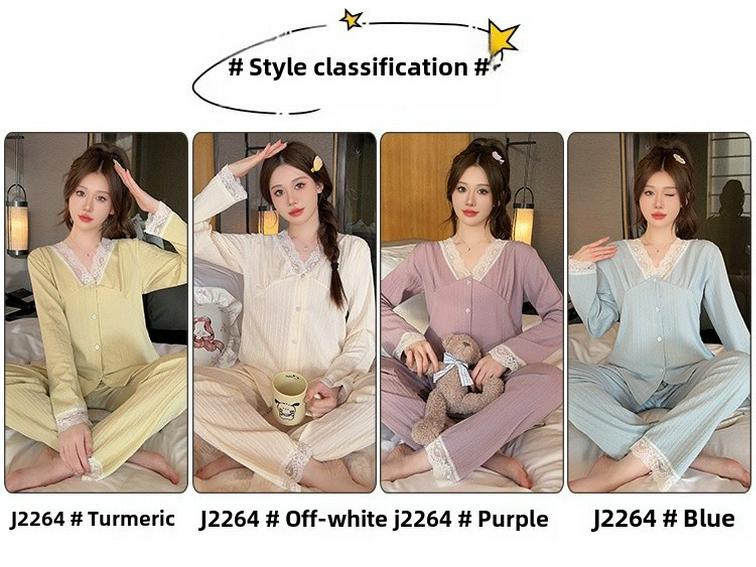 Pijamale drăguțe din bumbac pentru femei, mărimi mari - pantaloni cu mânecă lungă pentru primăvară și toamnă