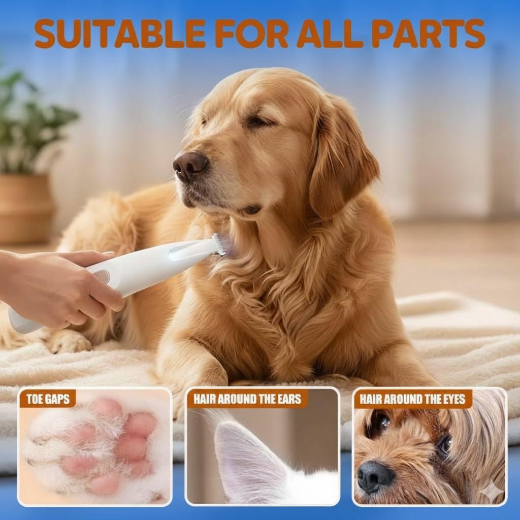 Dog sole trimmer with LED light pet fine electric trimmer set  suitable for sole ears buttocks face eyes