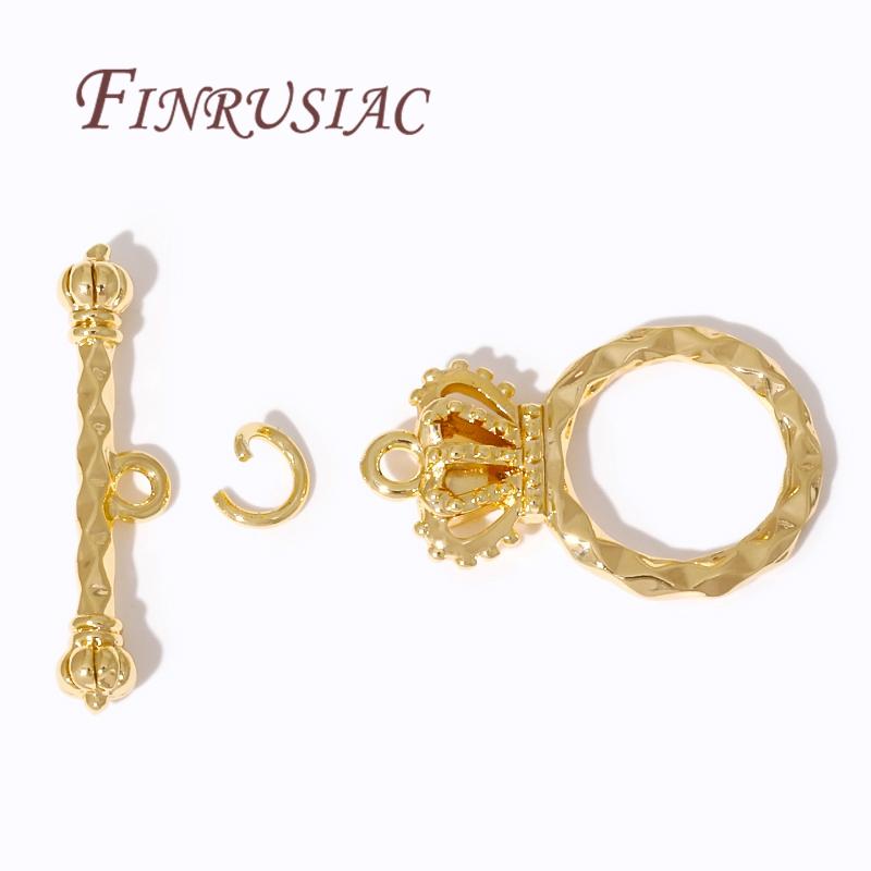 2/4/6Pcs 18K Gold Plated Crown Shape OT Clasps/Toggle Clasp For Jewelry Making DIY Accessories,End Bead Clasp Connector Findings