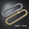 15mm Exaggerated Full Diamond Cuban Chain Necklace: Men's Hip Hop Gold Statement Accessory