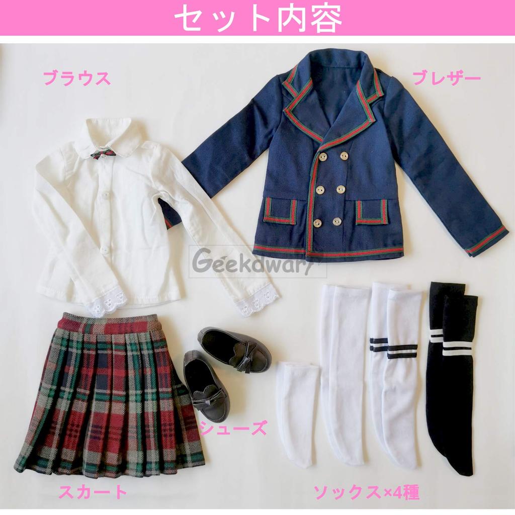 GeekDwarf [8-Piece Set] 1/3 Doll Clothes Student Figure Outfit Sailor Suit JK School Uniform with Loafers (Full 8-Piece Set)