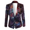 Womens Gradient Starry Sky Print Blazer Slim Fit Business Casual Jacket With Notched Lapel Single Button