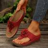 Large size women's shoes summer new slope heel cool slippers wearing flip-flops female flower sandals