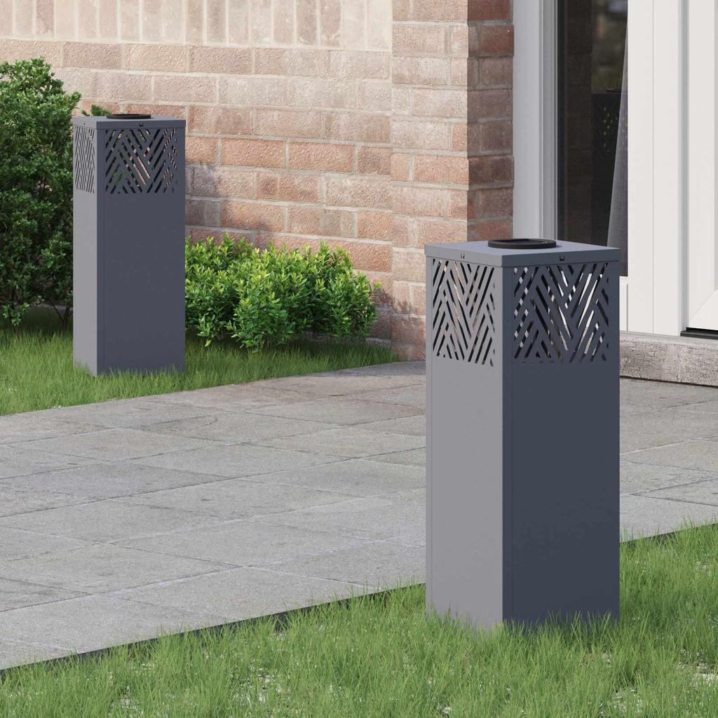 Solar LED Path Light 2 Pcs Anthracite Cold Rolled Steel