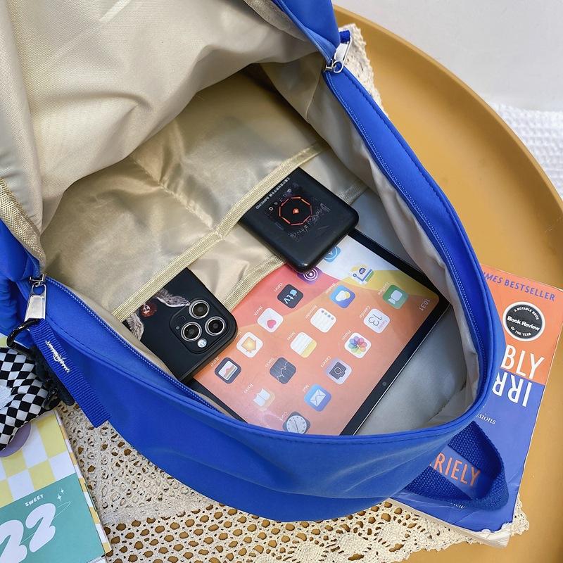 Schoolbag Fashion Trendy Color Internet Celebrity Bag Large Capacity Campus Student Travel Backpack Junior High School Student Solid Color Lightweight