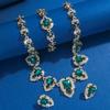 Exaggerated Retro Glass Crystal Collarbone Chain Temperament Popular Gemstone Water Drop Necklace Jewelry Set