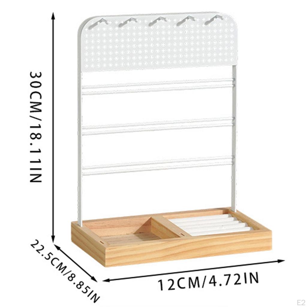 Elegant Wooden And Iron Jewelry Stand, Organizer for Storage Presentation, Suitable Retail