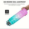 Leakproof Portable Gradient PC Sports Water Bottle with Time Marker,Lockable Lid,Silicone Straw,Fitness&Outdoor Motivational