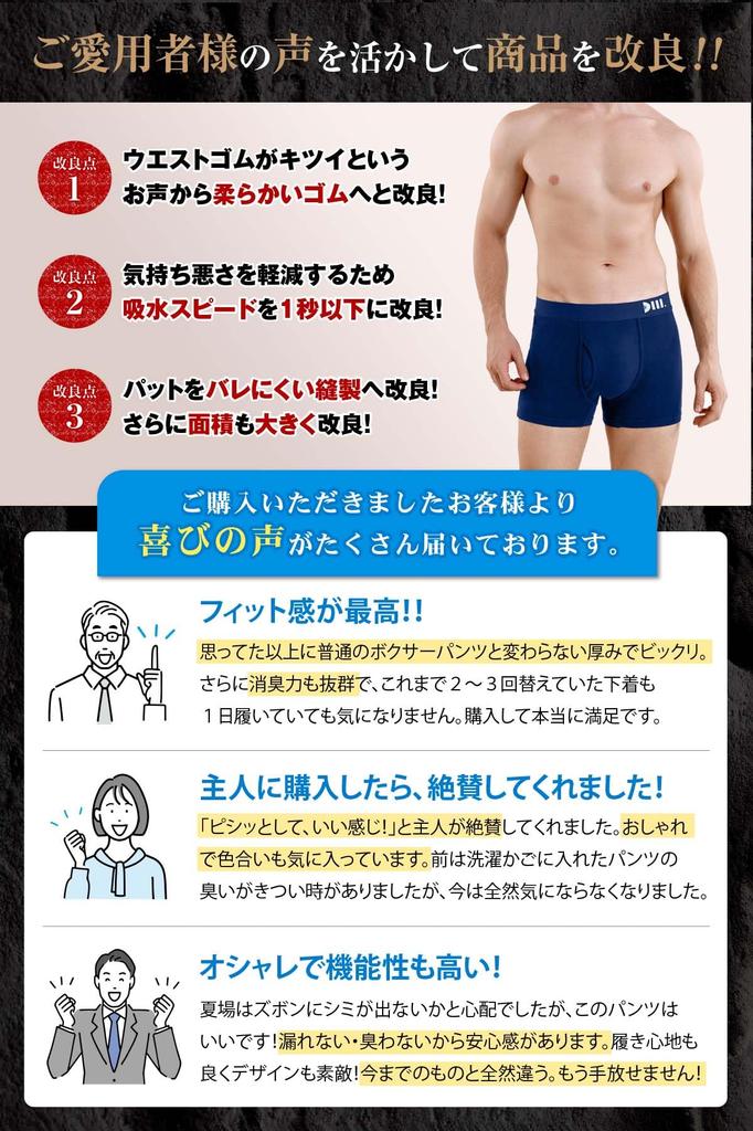 In Nikkei Incontinence Front Plus Deodorizing and 1 Count 1 [Featured Trendy] Men's Pants, Opening, Size, Antibacterial, [Dear Mr.] (5L, Navy, Count)