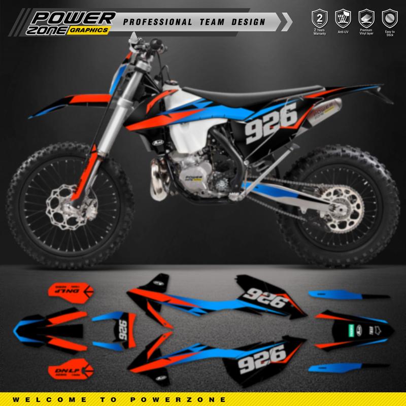 PowerZone Custom Team Graphics Decals Adhesive Stickers Kit For KTM SX SXF MX 2016-2018 EXC XCW Enduro 17-19 125 to 500cc