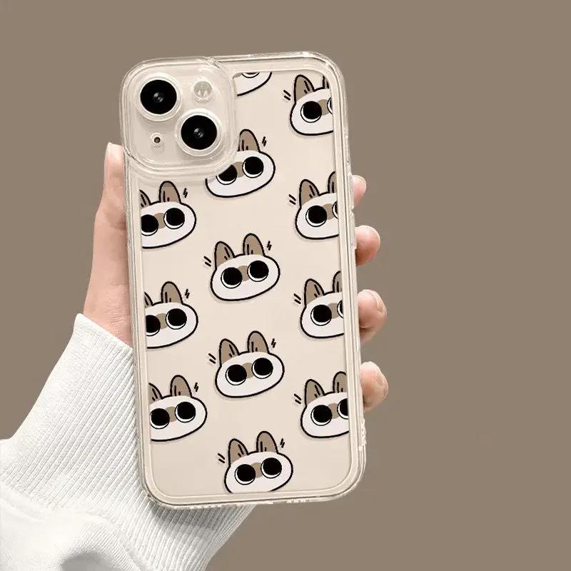 Cartoon Siamese Cat Clear Funda iPhone Cases For iPhone 17 16 15Pro Max 11 12 13 14Pro Plus Shockproof carcasa phone Case