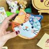 Cat-Shaped Coin Purse Handmade Patchwork Soft Cotton Easy To Carry Mini Pouch for Lipstick Coins Daily Use