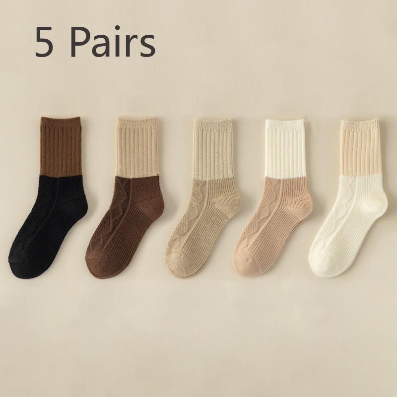 5 Pairs of Women Winter Warm Anti Pilling Tube Stack Socks