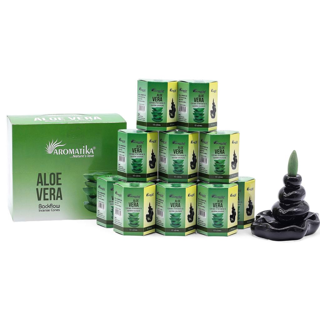 6x Backflow Incense Cones Aloe Vera, 10 Pack
