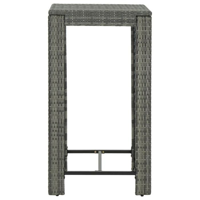 Table de bar de jardin - VIDAXL - Gris - 60,5x60,5x110,5 cm - Résine tressée - 2 places