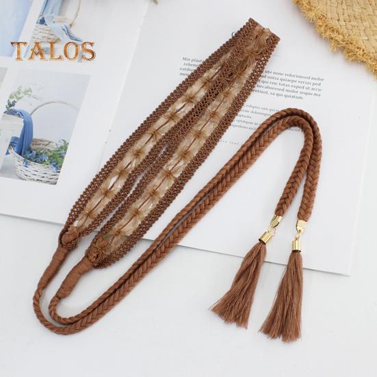 Kjolebelte for kvinner Flettet blonderdekorert duskende ende Midjebånd Ensfarget midjesnor Kostymetilbehør