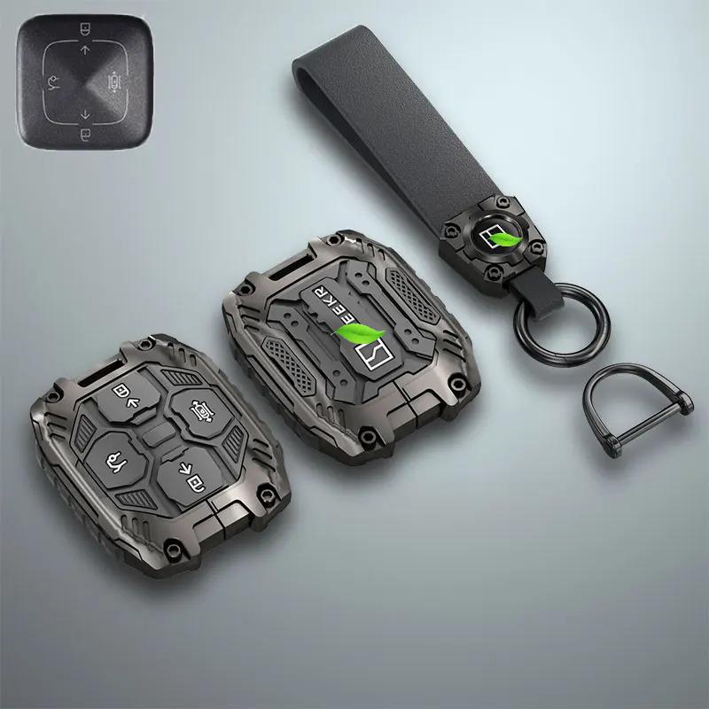 For Geely Zeekr 7X/001/X 007GT/009/MIX Keychain Leather Metal Key Holder Case Interior Key Shell Ring Car Accessories Pendant