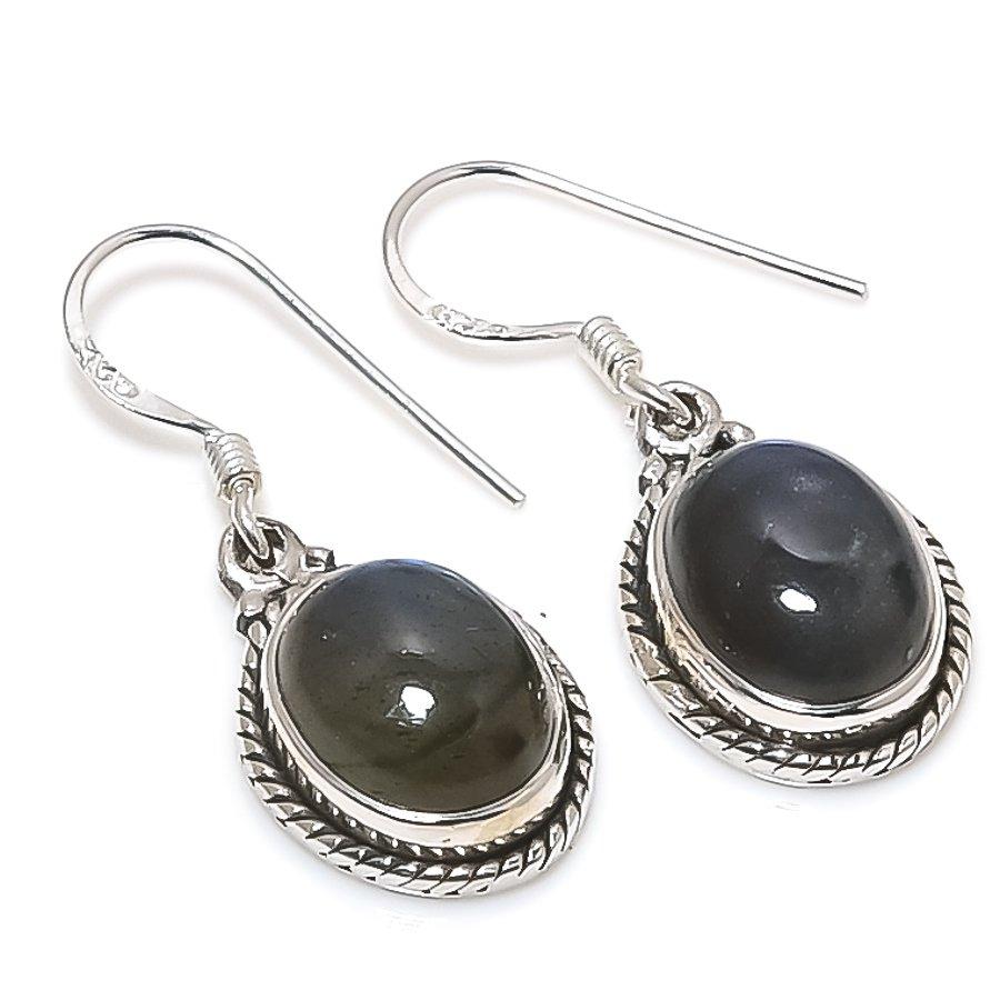 

Natural Labradorite Gemstone 925 Solid Sterling Silver Gift Earring 1.25 e8b26
