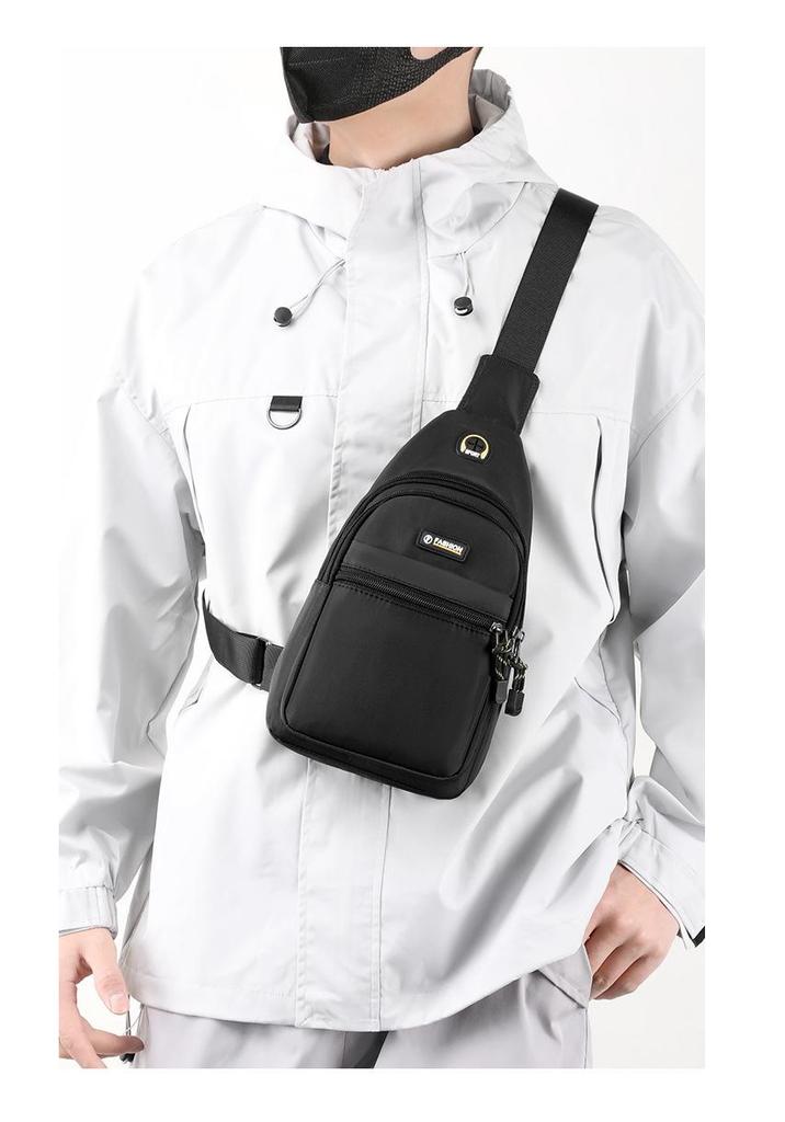 Korean Style Men's Large Capacity Waterproof Oxford Cloth Crossbody Chest Bag - Trendy Multifunctional Sports & Casual Shoulder Bag