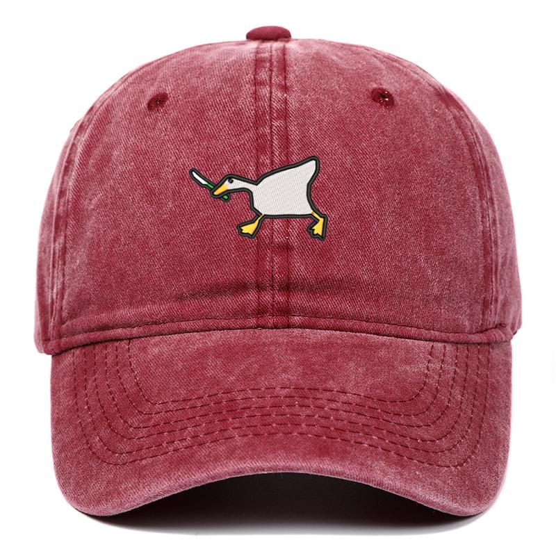 Embroidered Baseball Cap With Goose Pattern For Uninsex Casual And Fashionable City Style Duckbill Cap