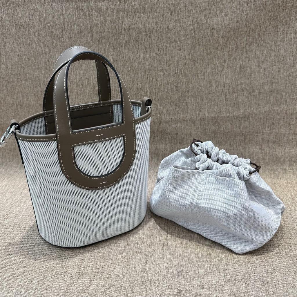 2026 Neue Mode Leinwand mit Swift Erstes Rindsleder Schweinenase Eimer Tasche Langlebiger Gemüsekorb Handtasche