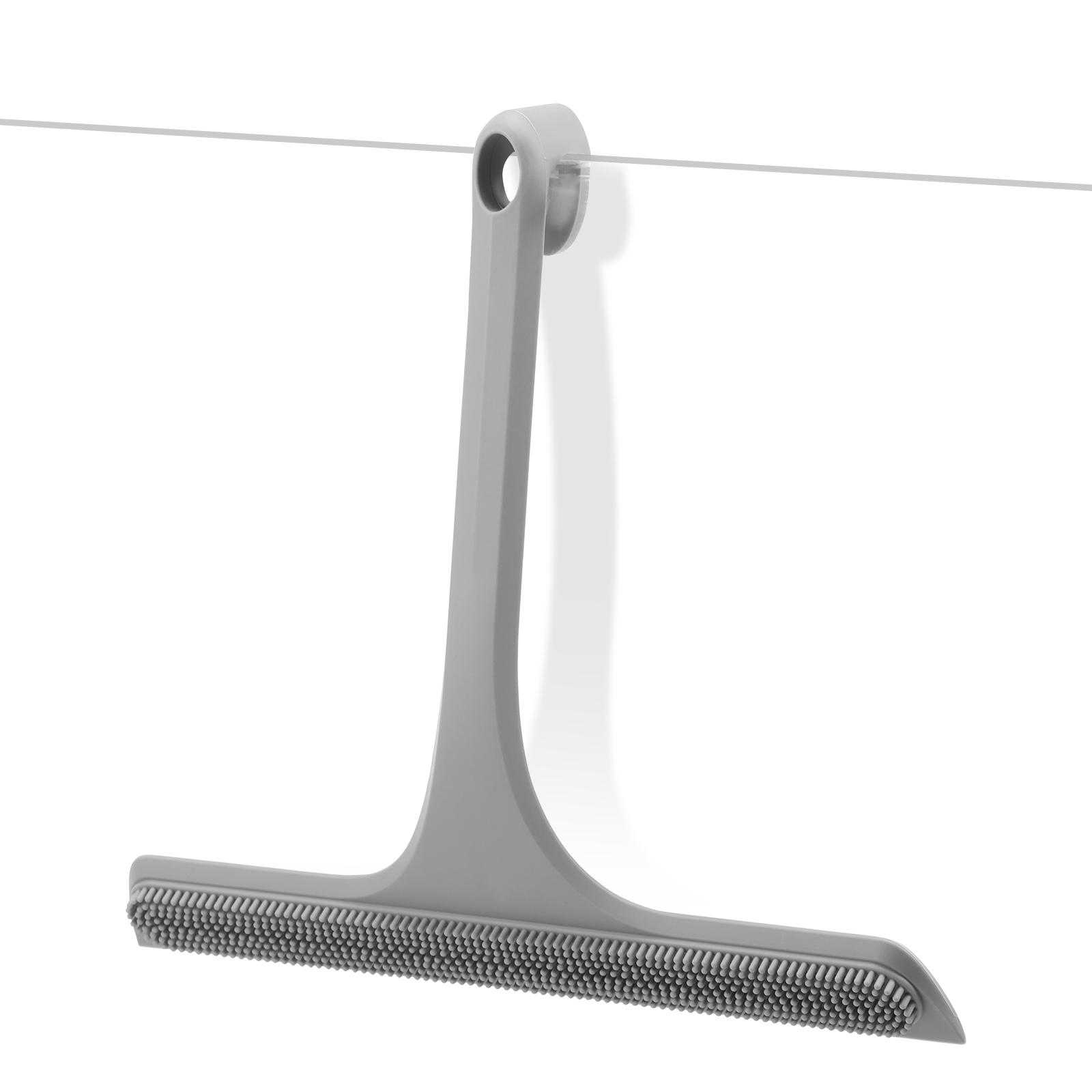 

2 in 1 Shower Squeegee Household Bathroom Doors Hanging Hooks Window Mirror Glass Silicone Scraper Hair Brush Cleaning Tool серый