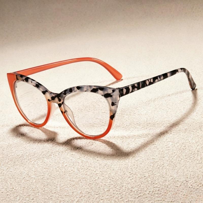 Women's INS Style Fashion Cat-Eye Presbyopia Glasses Two-tone Frames High-definition Trendy Reading Glasses Diopter 0 To +4.0