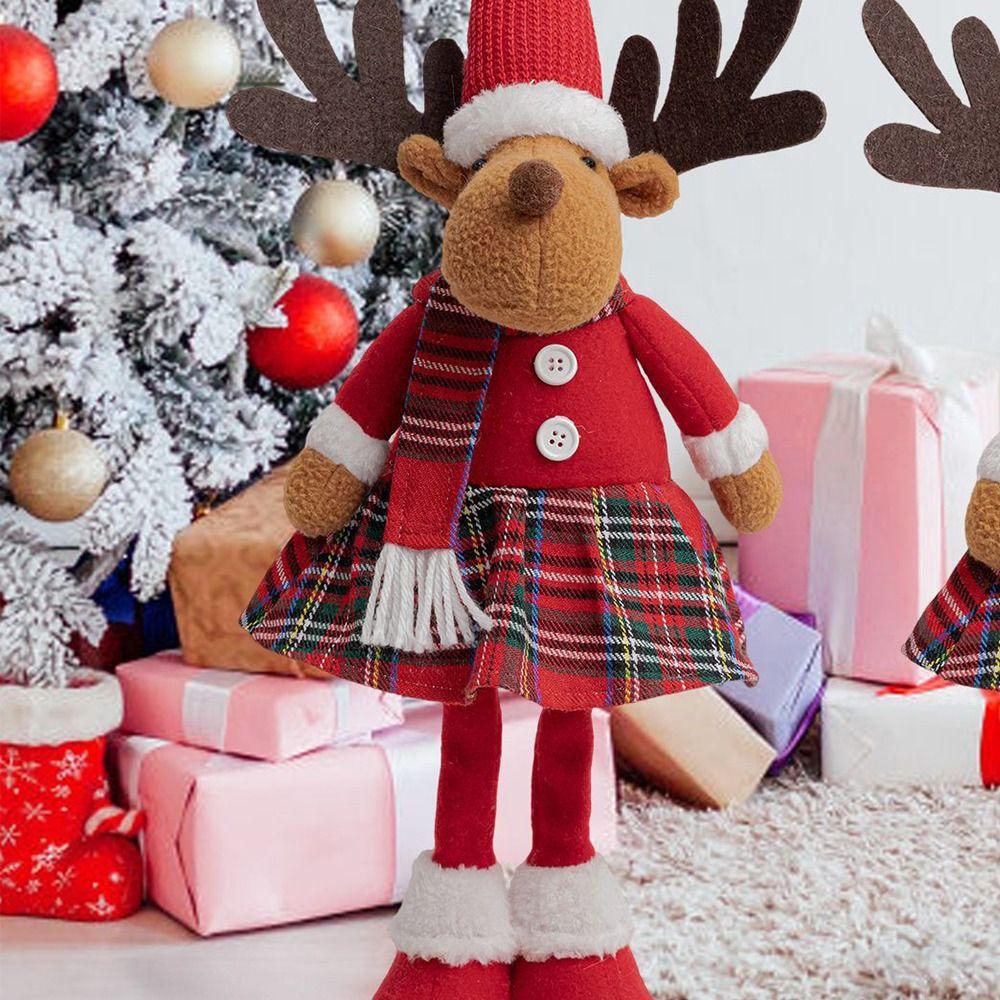 Ornements de Poupée Élan de Noël Rouge Créatif Poupée Renne Cartoon Debout Jambes Longues Mignon Décoration Joyeux Noël Fournitures de Nouvel An