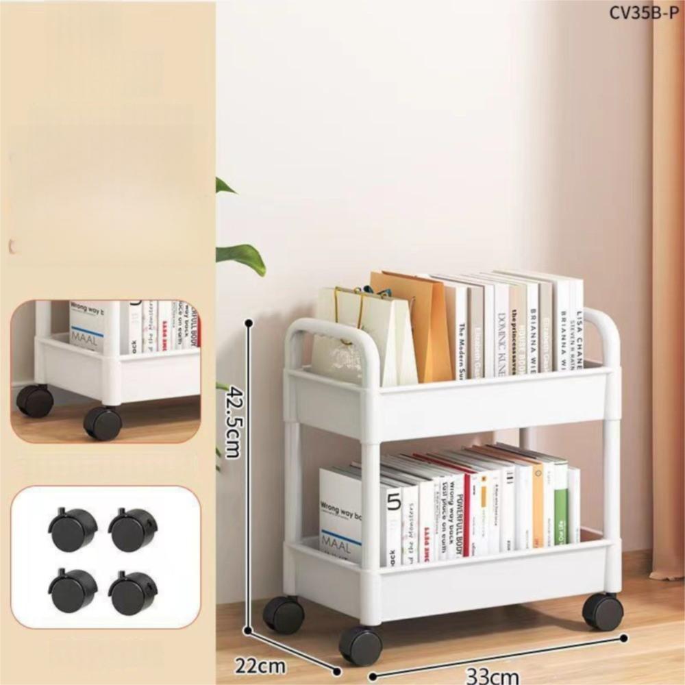 Space Efficient Storage Rack Multi-Layers Mobile Storage Rack Double Layers Handcart Kitchen
