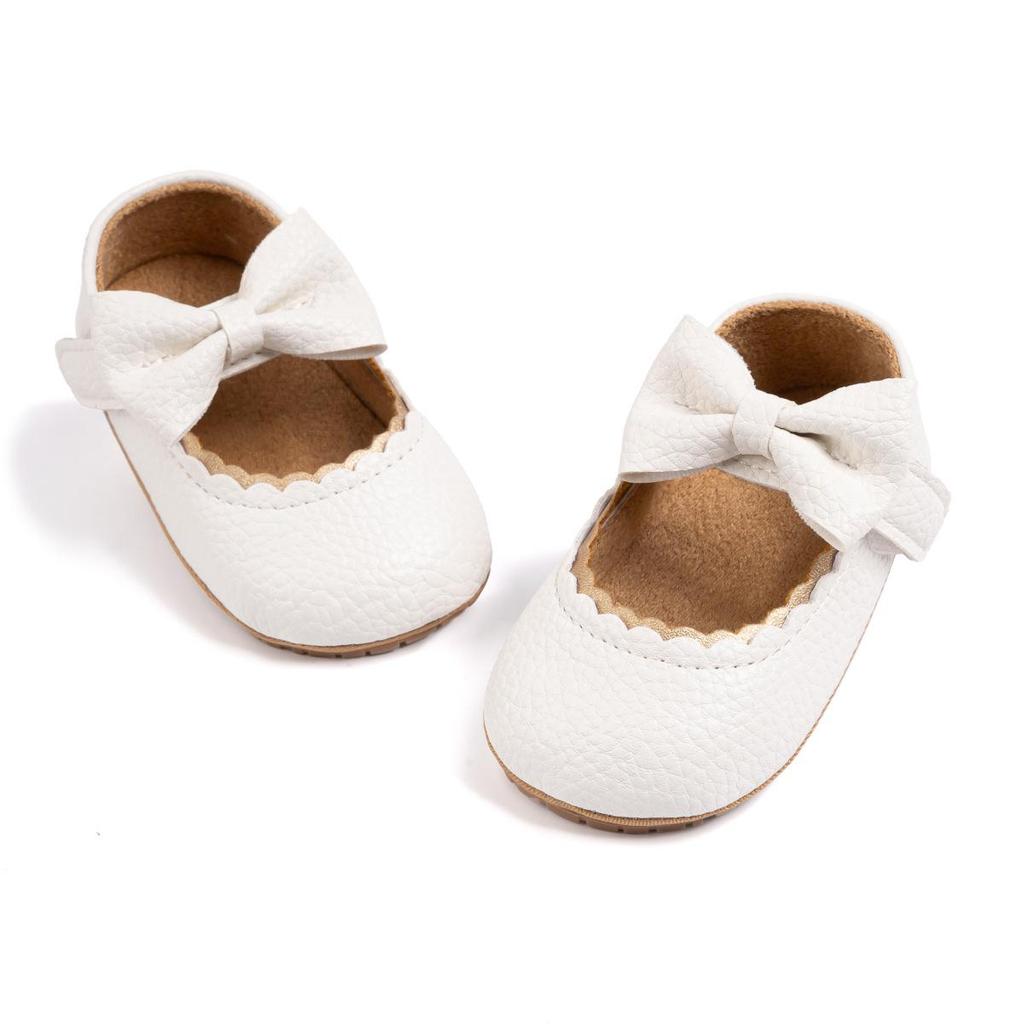 Baby Princess Shoes 0-1 Year, Soft Non-slip PU Leather with Bowknot, Suitable for Spring/Autumn.