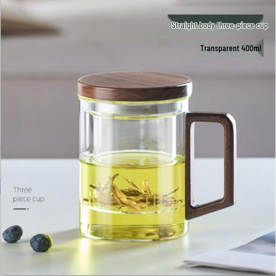 Men s Portable Borosilicate Glass Tea Infuser Cup with Lid and Handle