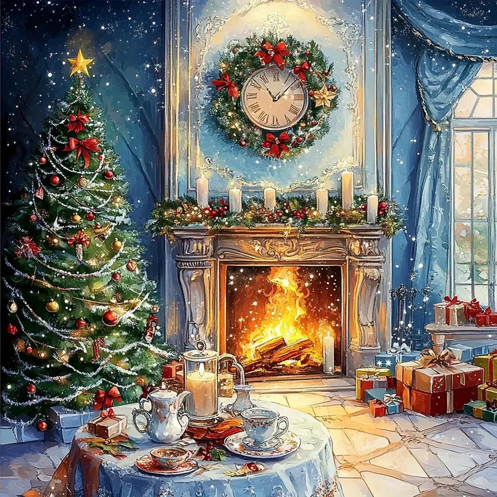 DIY Full Round Diamond Painting Cross Stitch Merry Christmas Santa Claus Snowman Home Decoration Arts Diamond Painting 5d Diamond Art Painting
