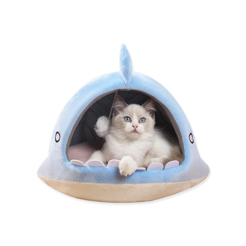 Closed Four-season Universal Kitten Nest High Rebound PP Cotton Windproof Warm Cat House Bed Soft Crystal Velvet Pet Nest