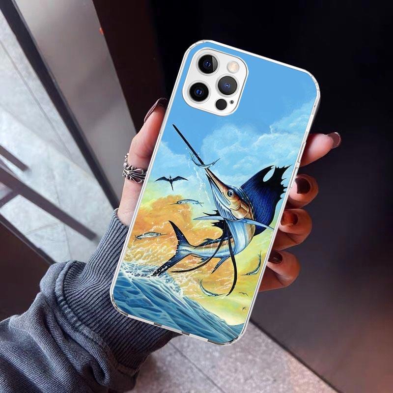 

Offshore Angling Fishing Fish Rod Phone Case For iPhone 17 Air 11 13 Mini 14 15 Plus 16 12 Pro Max 16E SE 7 8 Pattern Soft TPU B iPhone 14 Plus