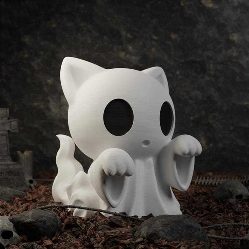 A84X-Home Halloween Cat Ghost Statue-Resin 3D Printed Cute Desktop Decoration Halloween Decorations