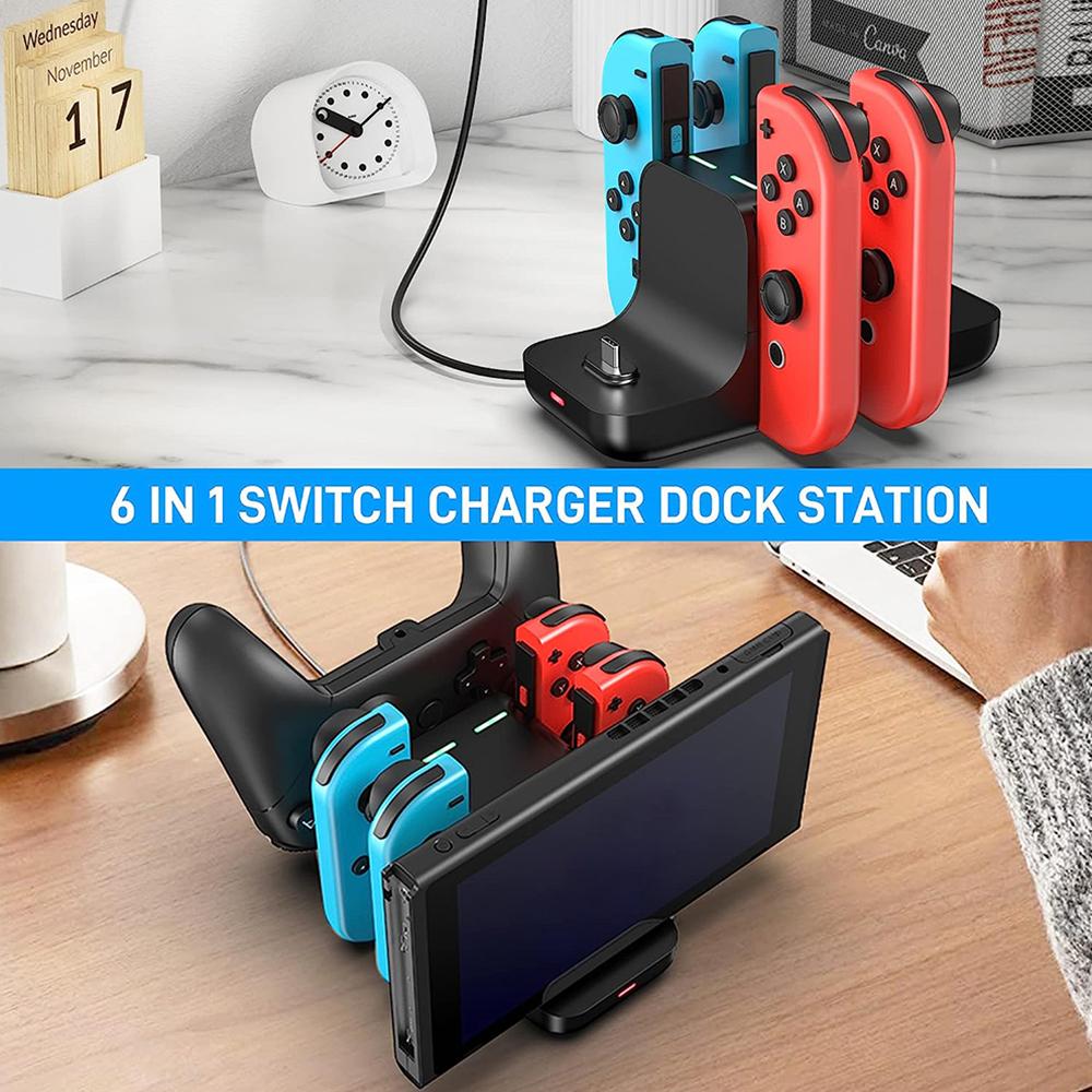 6 in 1 Controller Charger Dock for Nintendo Switch & OLED & Lite Accessories